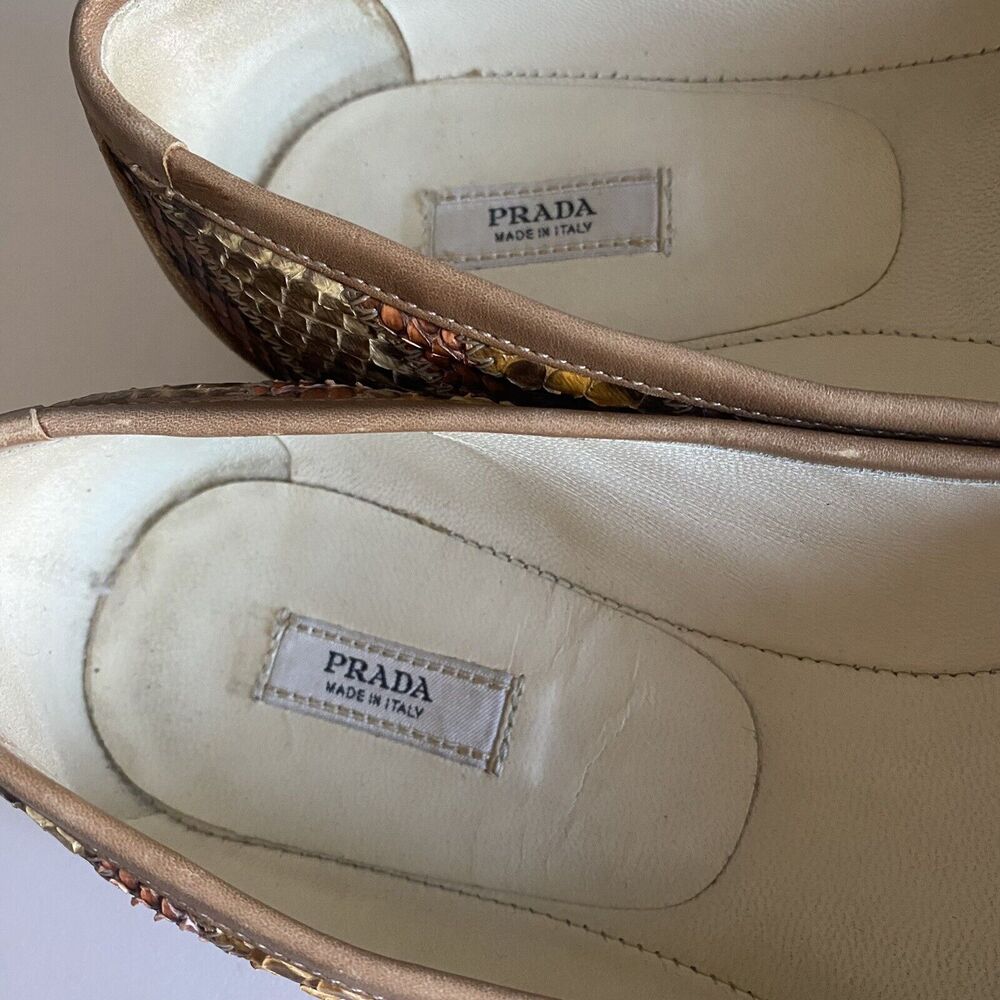 Prada Ballet Flat Leather Snake Python Patchwork … - image 4